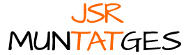 Un logotipo para jsr muntats ges en naranja y negro
