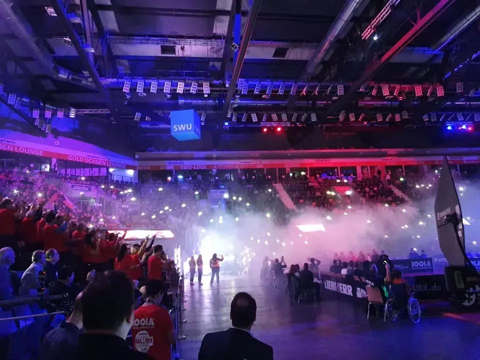 Aufbau der Veranstaltung der 1. Tischtennis Bundesliga und Pokalfinale mit Livestream