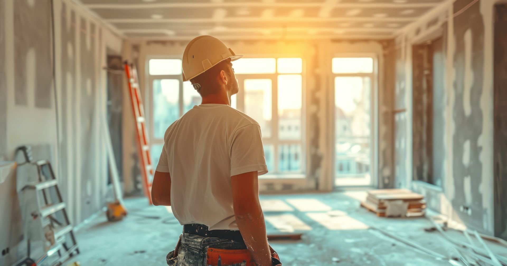 Un homme dans une pièce en travaux