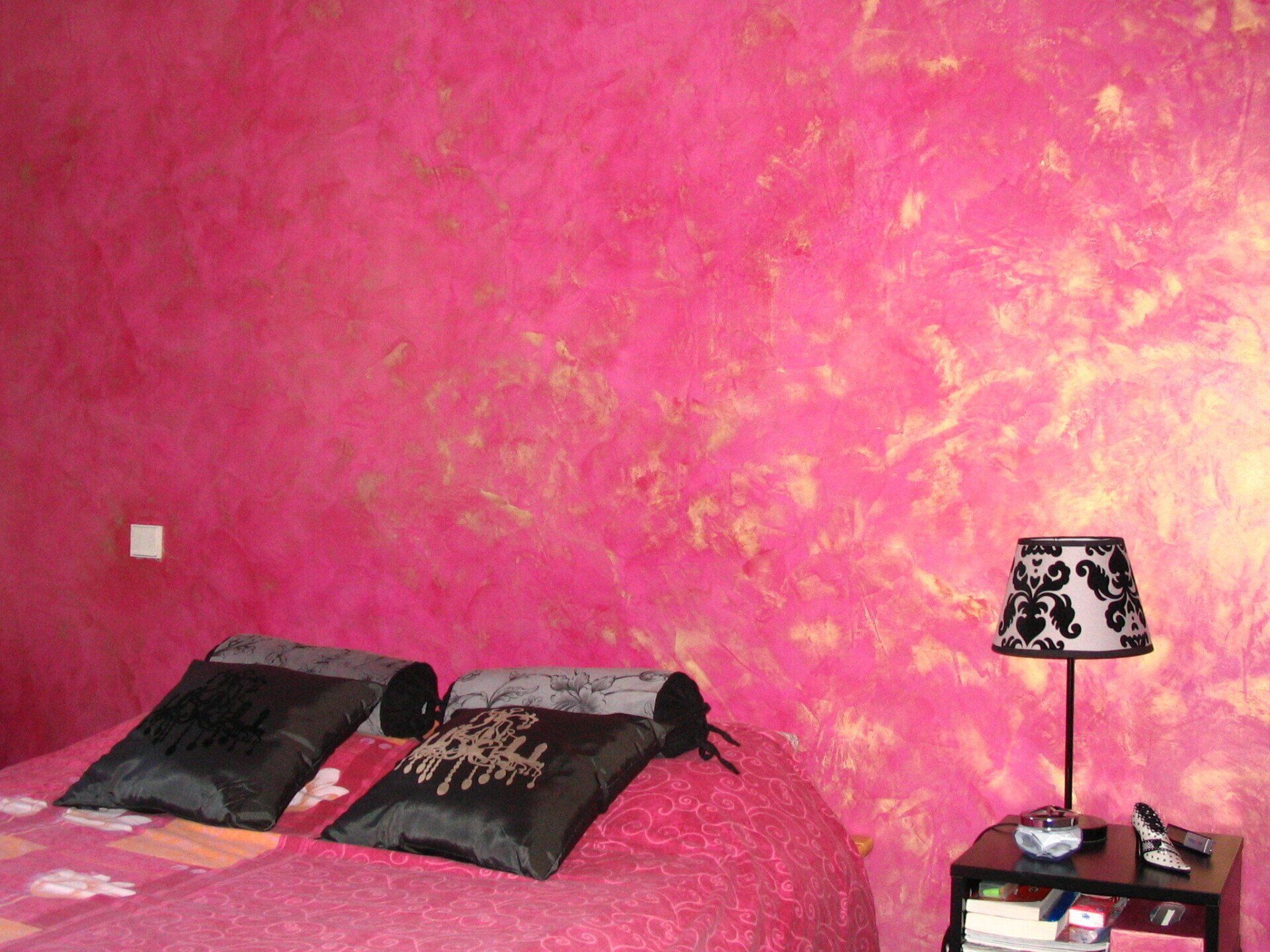 enduit chambre rose