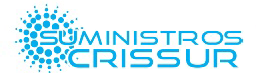 Un logotipo azul que dice suministros crisur sobre un fondo blanco.