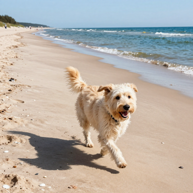Hund am Ostseestrand in Sierksdorf – hundefreundliche Ferienwohnung Traumblick
