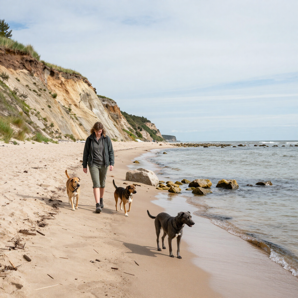 Spaziergang mit Hunden an der Steilküste nördlich von Sierksdorf