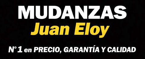 Un logotipo para mudanzas juan eloy con fondo negro.