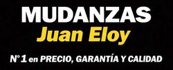 Un logotipo para mudanzas juan eloy con fondo negro.