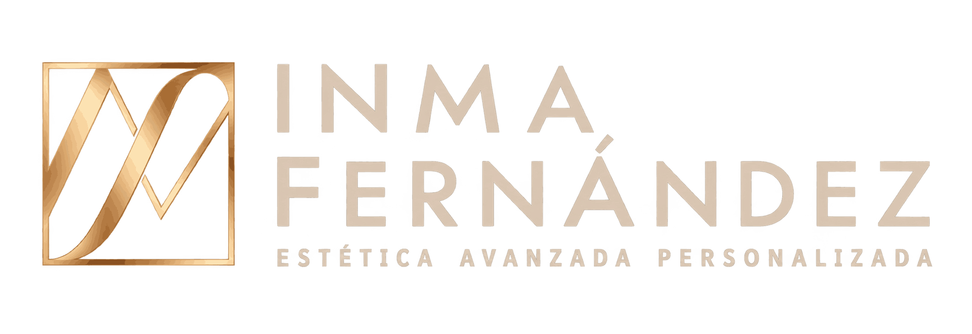 Logo de Inma Fernández en tonos dorado y beige con el texto “Estética Avanzada Personalizada”