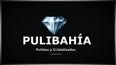 Logotipo para Pulido: un diamante sobre el texto “Pulido” y “Pulido y Cristalizado” sobre un fondo negro.