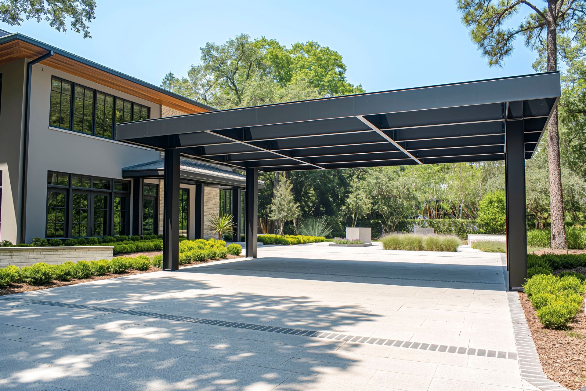 Abri de voiture moderne en acier