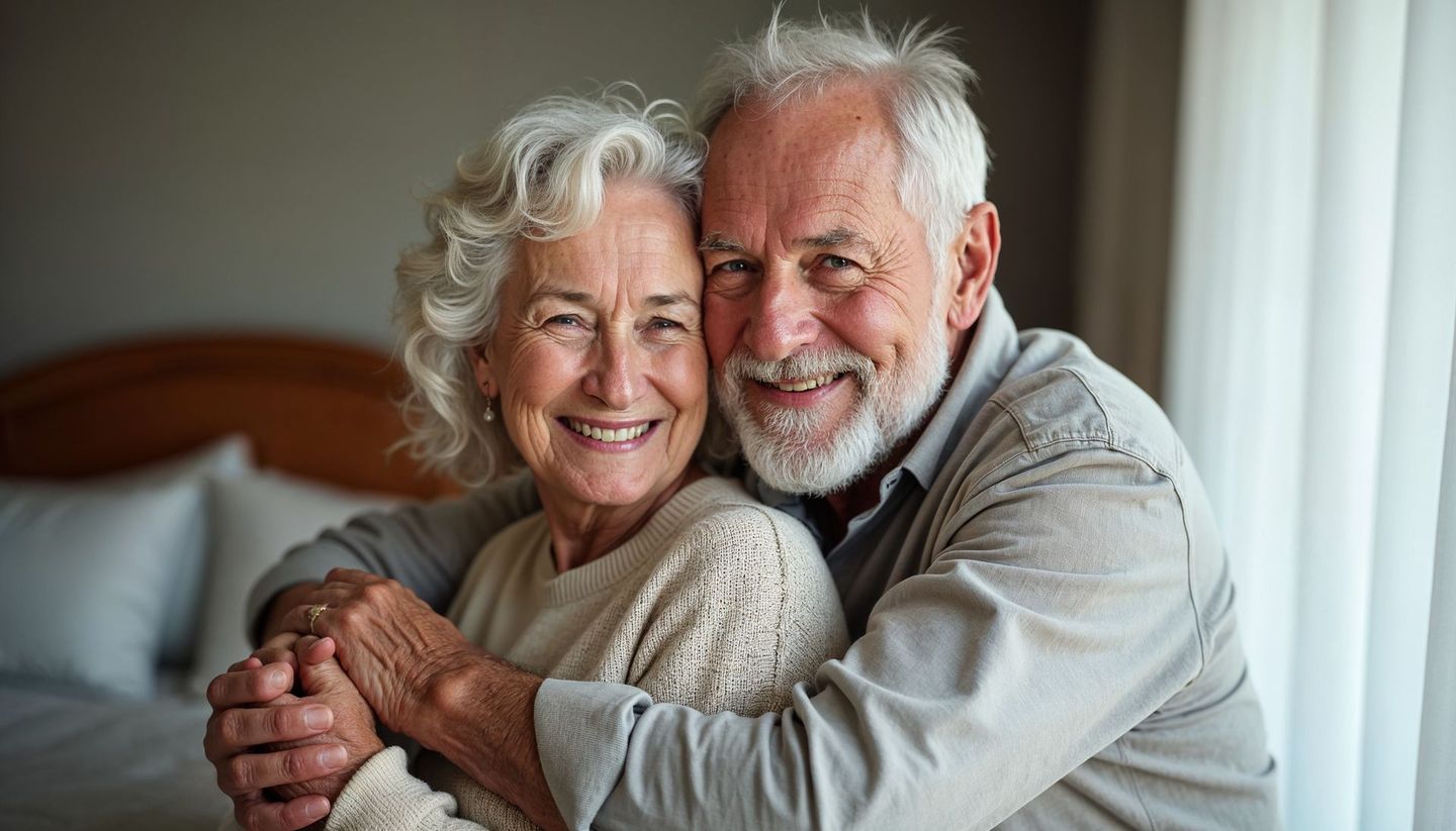Deux personnes âgées enlacées