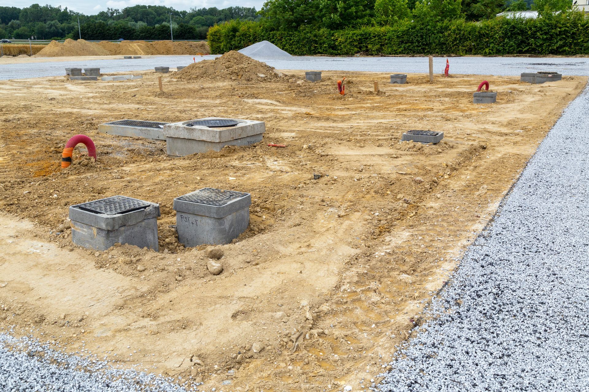 Travaux d'assainissement pour des maisons individuelles.