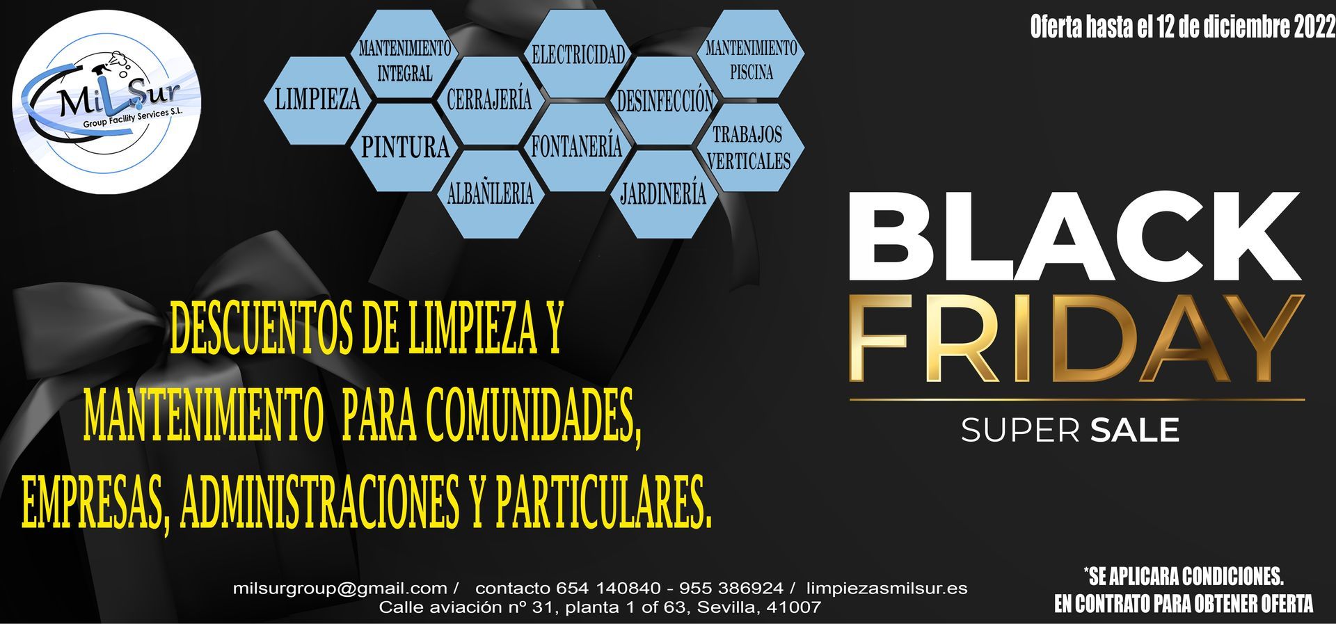 Un anuncio de superofertas del Viernes Negro en español