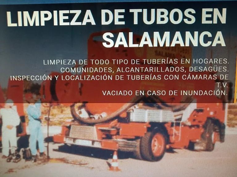 A sign that says limpieza de tubos en salamanca on it