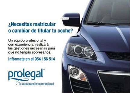 Un anuncio de Prolegal muestra un coche azul.