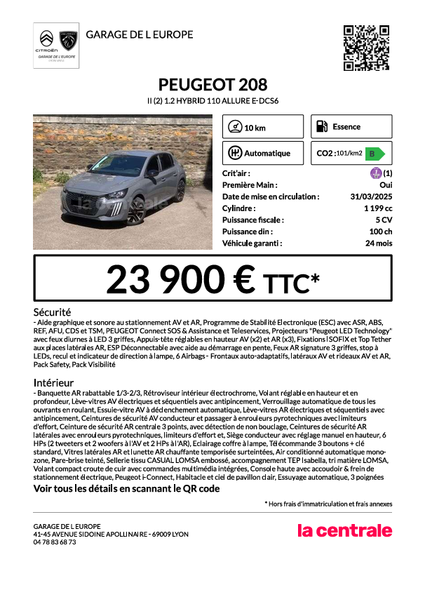 Annonce occasion peugeot E-208 gt rouge 18900€ 20000 kilomtres