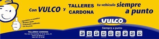Anuncio amarillo y azul de talleres mecánicos