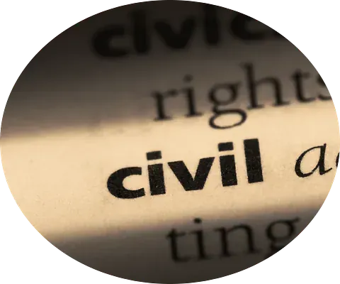 Un primer plano de la palabra civil en un diccionario
