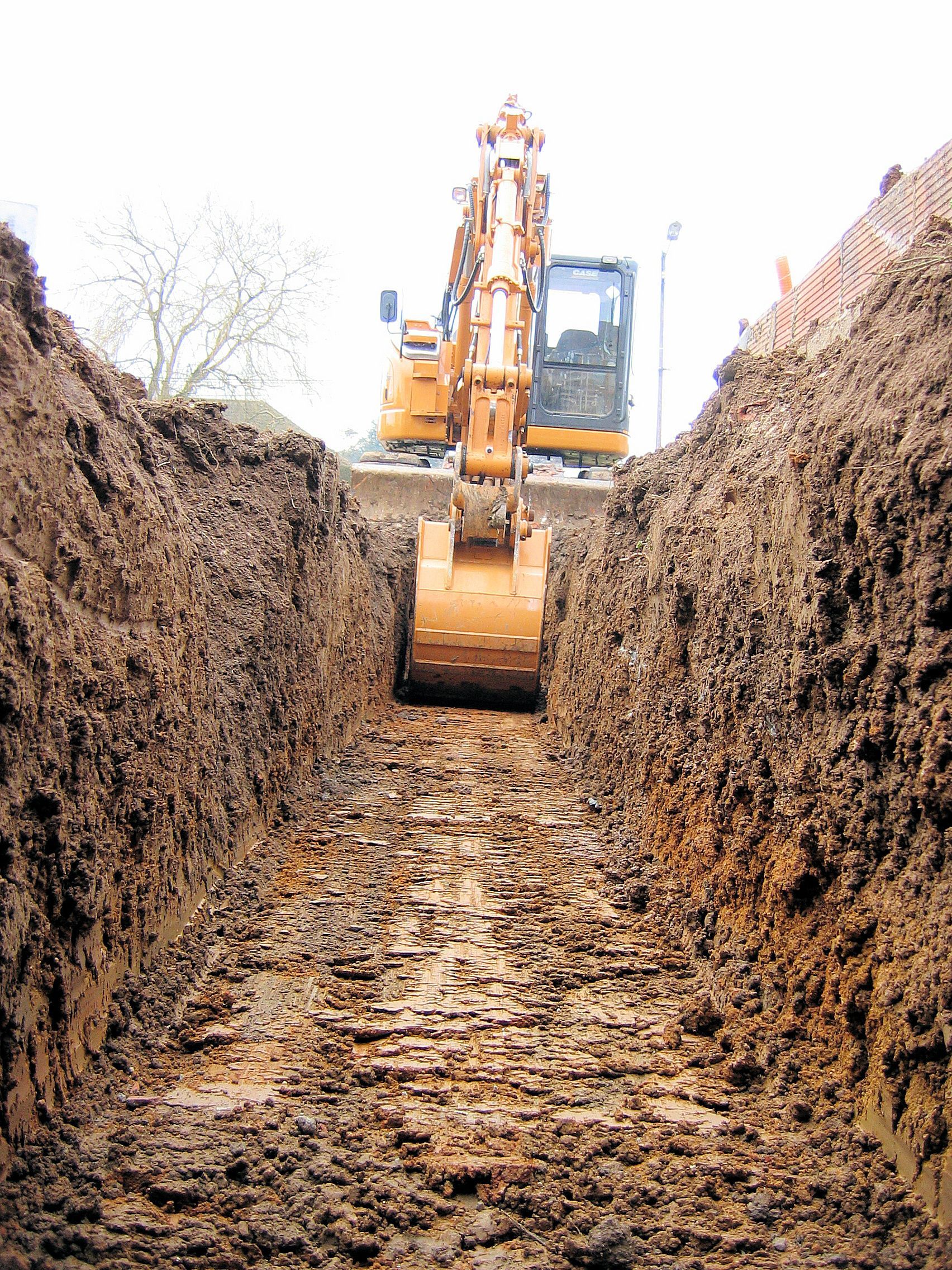 Photo de travaux de terrassement et de création de tranchées