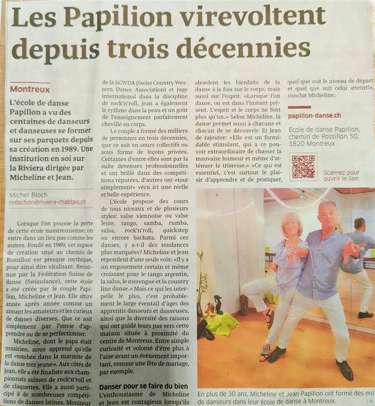 Article de journal sur l'école de danse