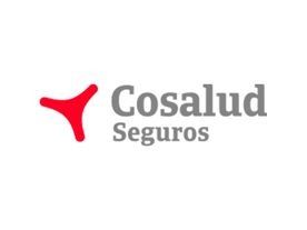 Logotipo de Cosasalud Seguros: forma abstracta roja junto a texto gris sobre fondo blanco.