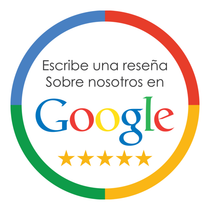 Un logotipo de Google con cinco estrellas.