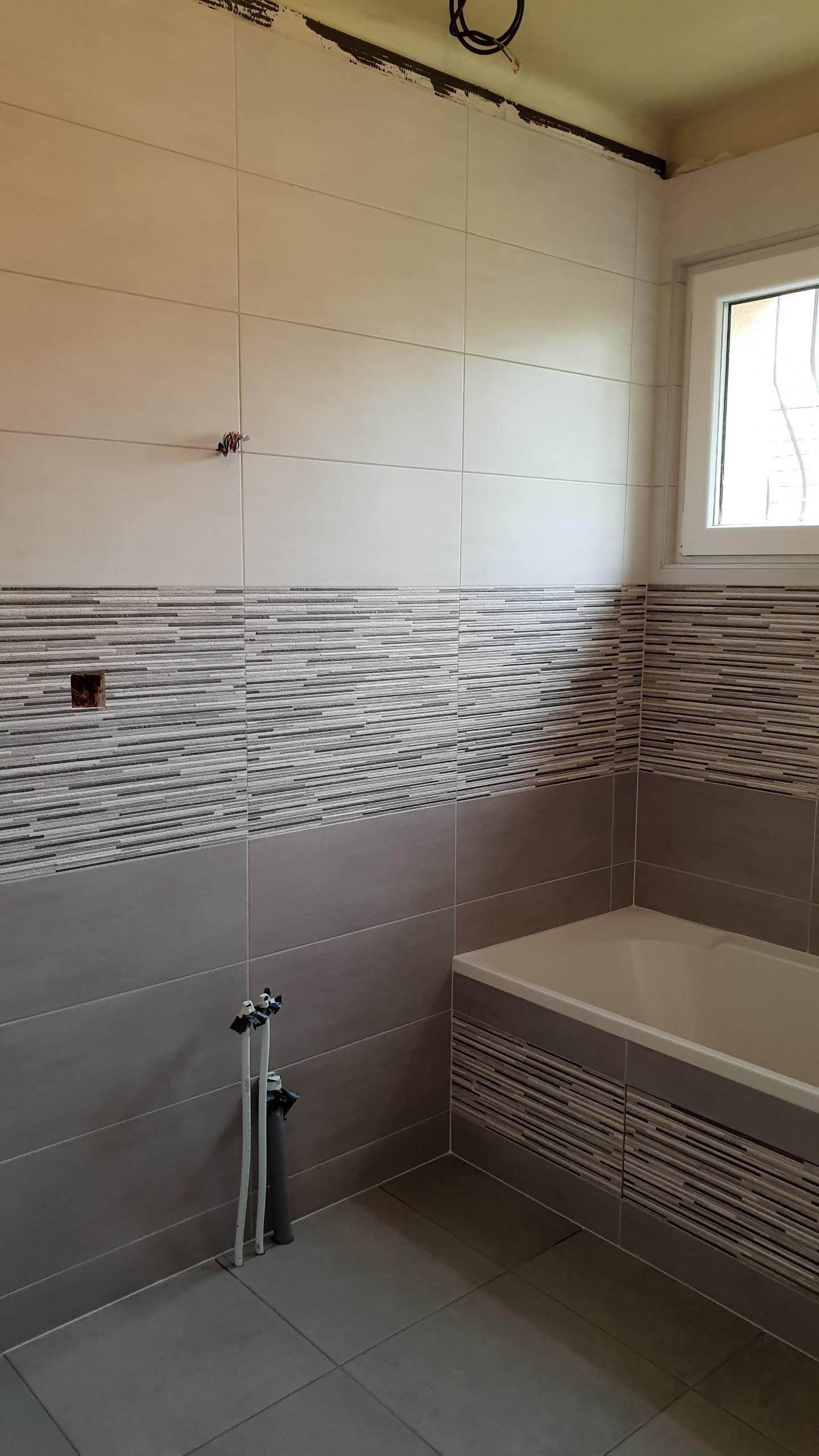 Différents carreaux muraux dans une salle de bains