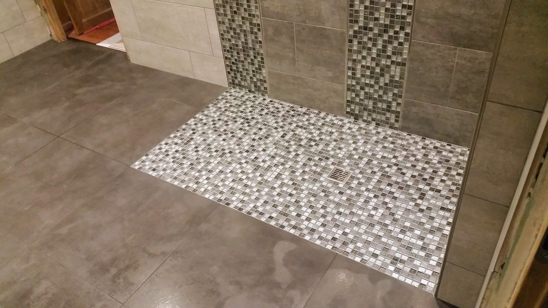 Douche petits carreaux