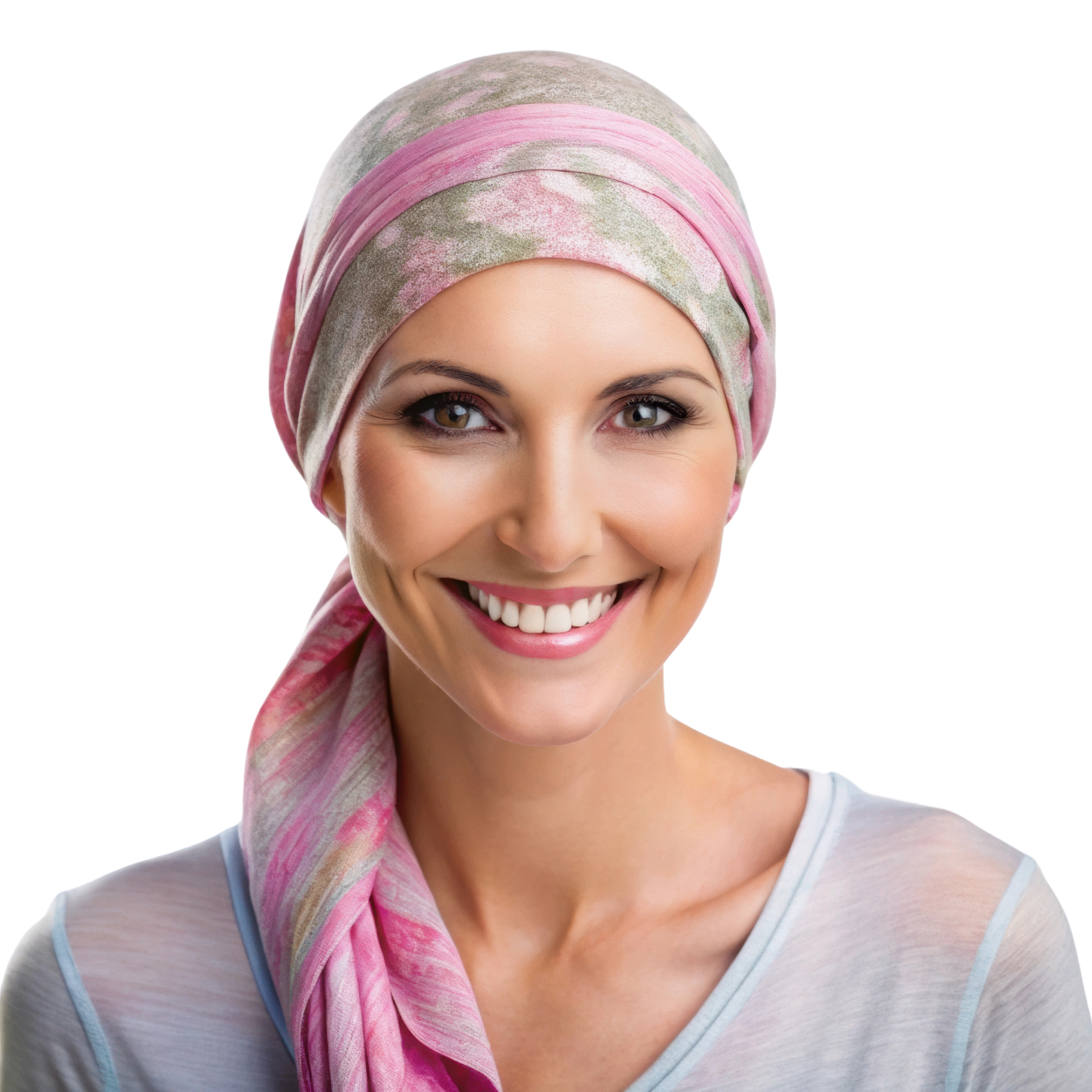 Femme souriante avec foulard