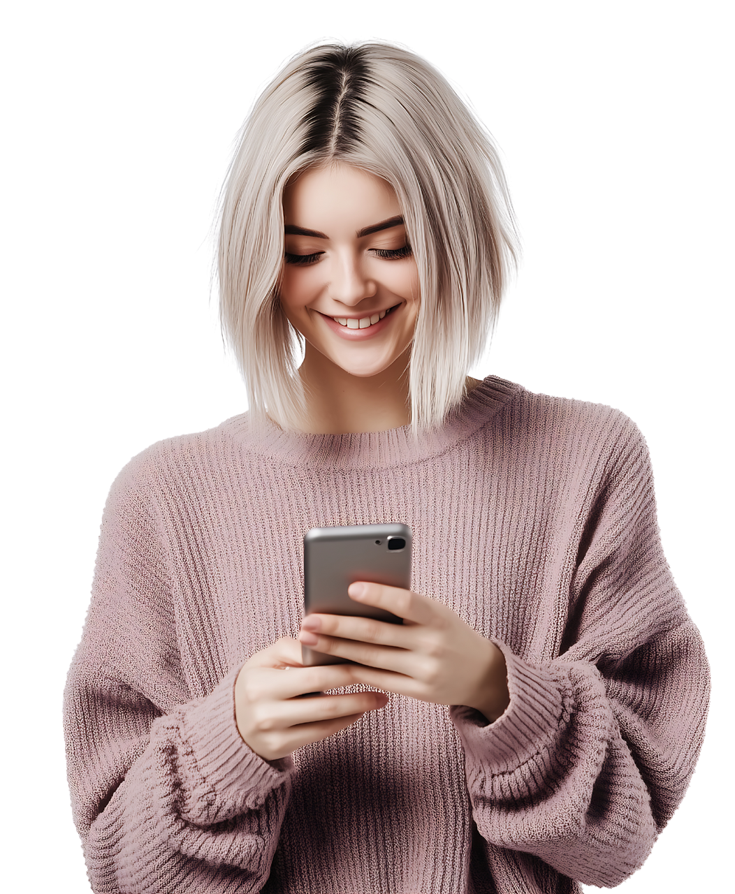 Femme souriante qui téléphone