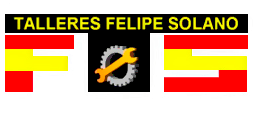 Un logotipo para talleres felipe solano con un engranaje y una llave inglesa.