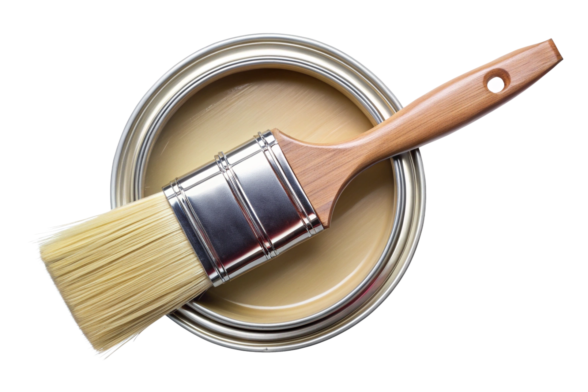 Un pot de peinture et un pinceau.
