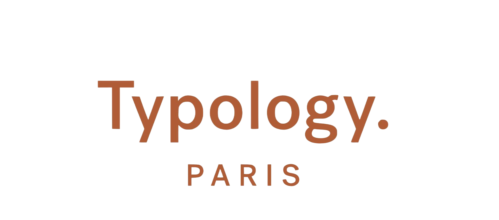 Typology. Paris logo in brown text on a white background.