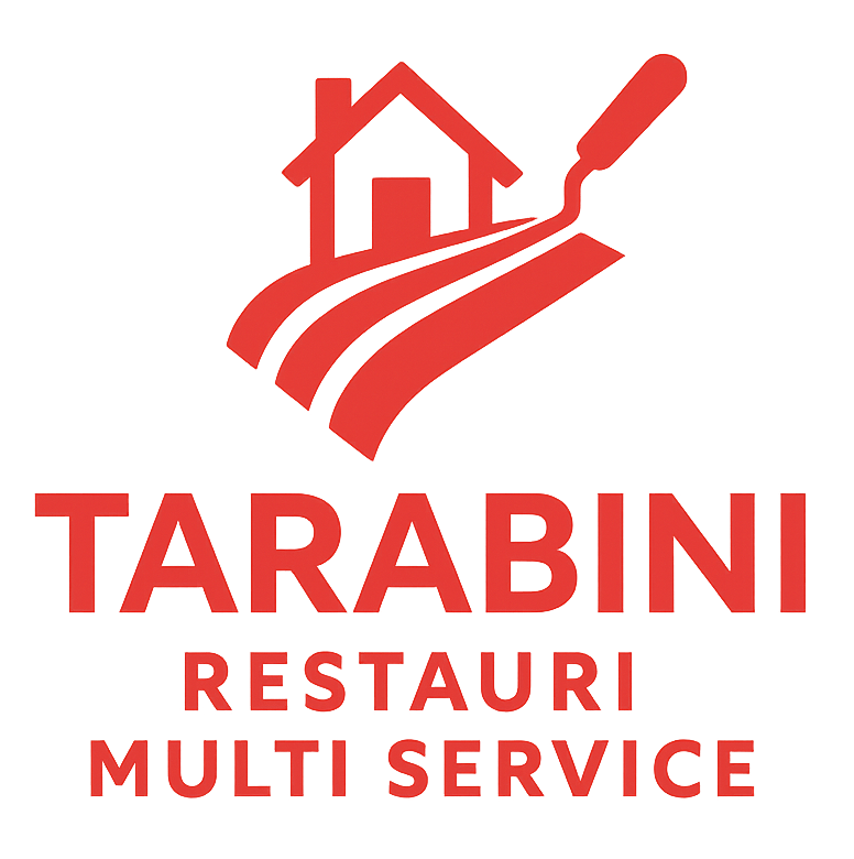 Logo di Orange Tarabini Restauri Multi Service con icona di casa e rullo da pittura