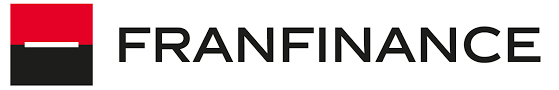 Logo Franfinance : Carré rouge et noir avec une ligne blanche, suivi du texte FRANFINANCE.