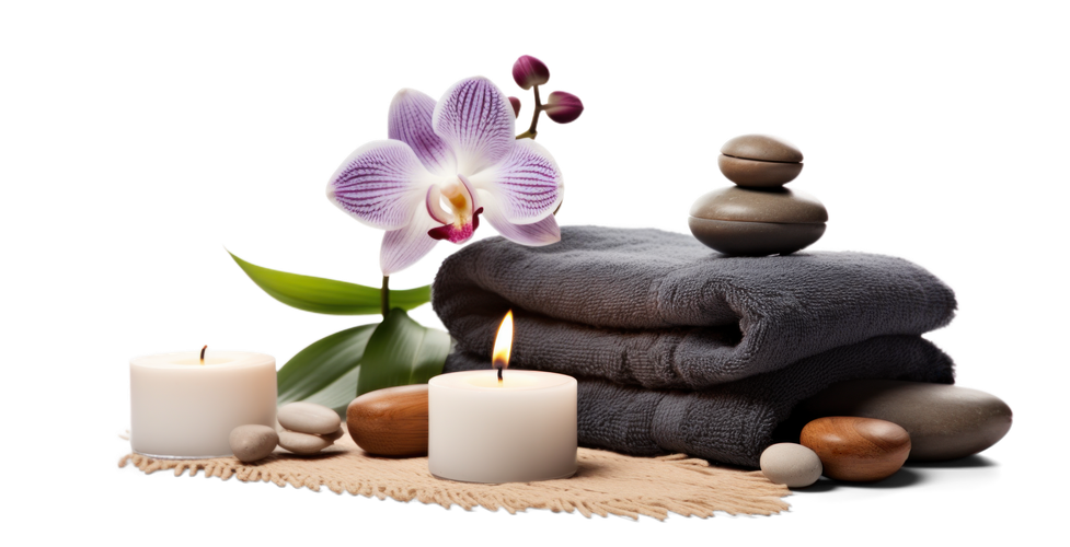 Photo de serviettes et de bougies pour un massage au salon