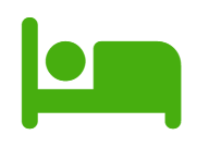 Un icono verde de una persona acostada en una cama.
