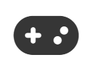 Un controlador de juego negro con dos signos más blancos en él.