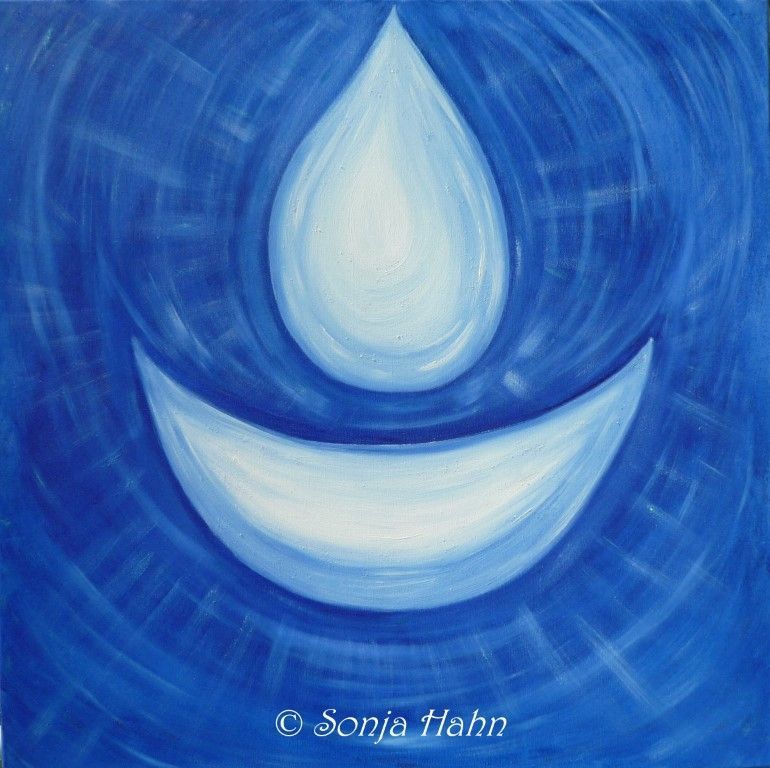 Ein Gemälde von einem Tropfen und einem Halbmond von Sonja Hahn