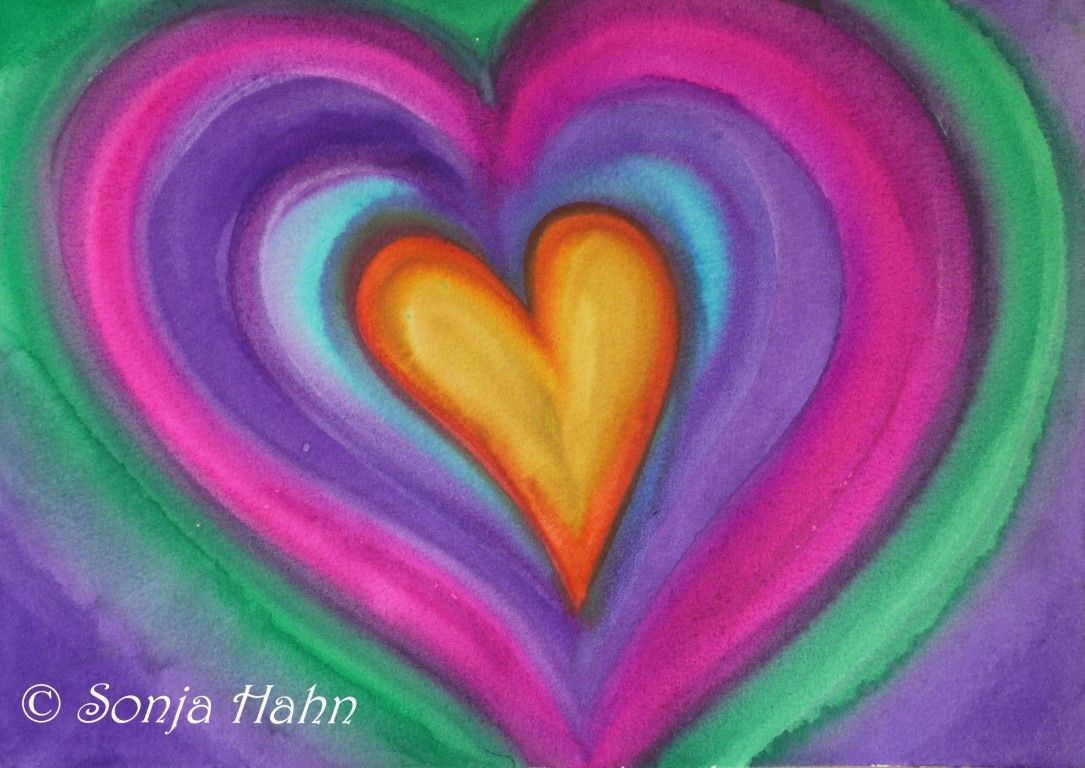 Ein Gemälde eines bunten Herzens von Sonia Hahn