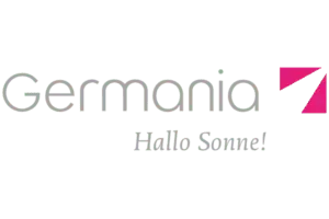 Ein Logo für Germania Hallo Sonne wird auf weißem Hintergrund angezeigt