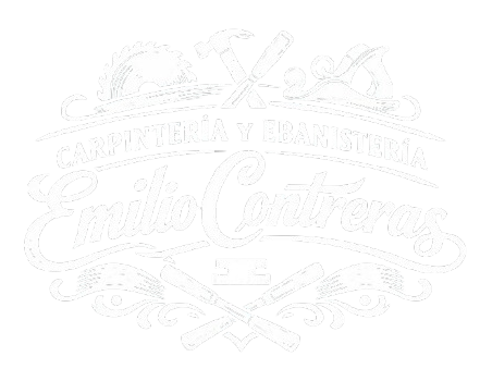 Logo for "Carpinteria y Ebanister&iacute;a Emilio Contreras" with woodworking tools.