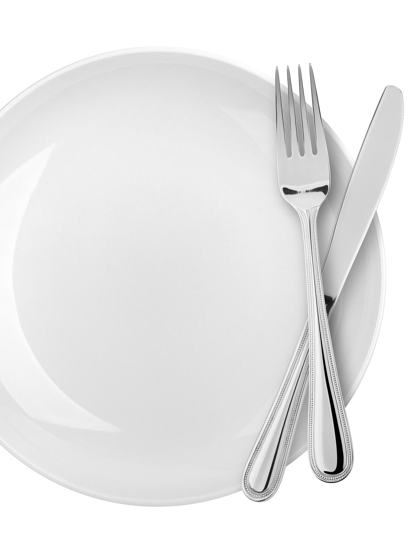 Assiette blanche et couverts