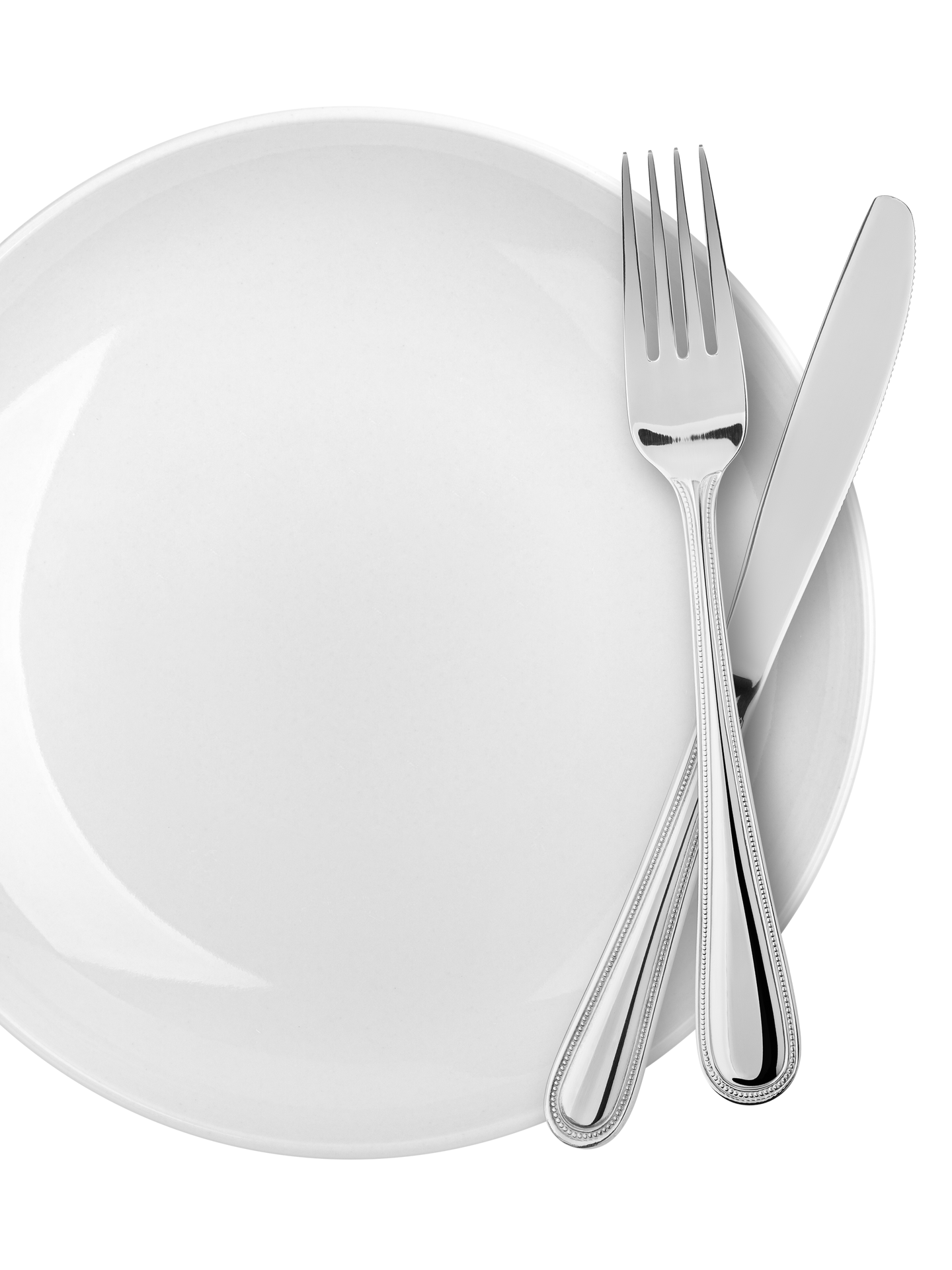 Assiette blanche et couverts