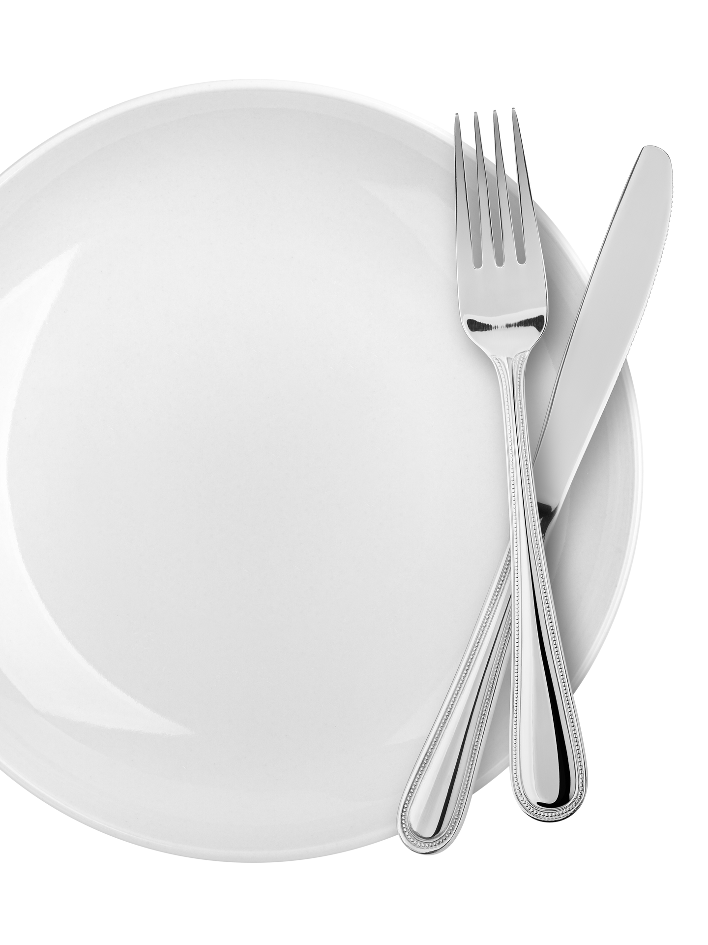 Assiette blanche et couverts