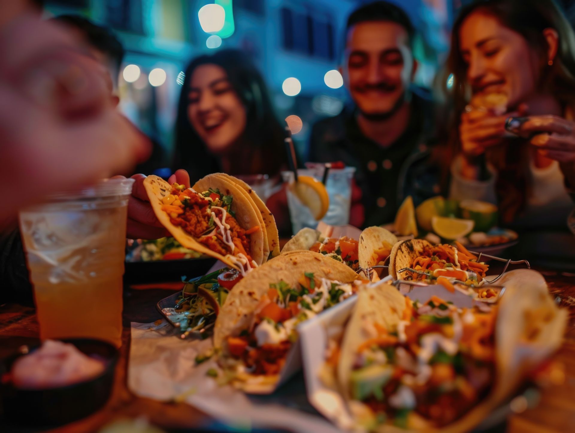 Des personnes qui mangent et rigolent