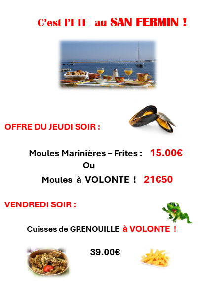 Menu pour cet été.