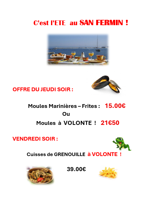 Menu pour cet été.