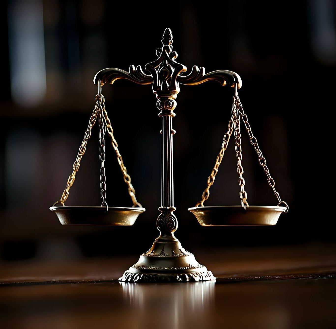 Une balance de justice sur une table