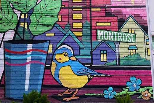 Houston Montrose art wall located in the neighborhood near our short term rentals