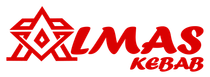 Logotipo de una estrella roja con las palabras «MAS KEBAB» en rojo sobre un fondo blanco