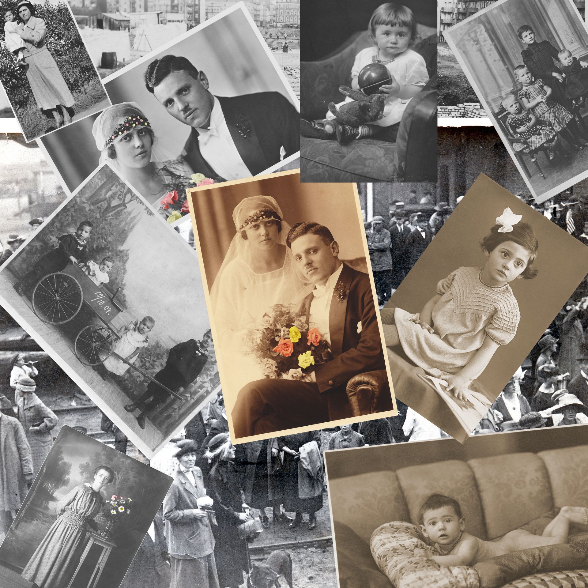 Diverses vieilles photos monochromes.